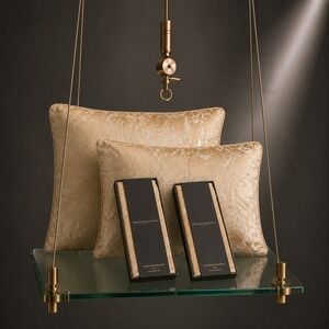 New Donna Karan Home Liquid Marble Gold Standard Queen Shams Set of 2 Luxury NIB